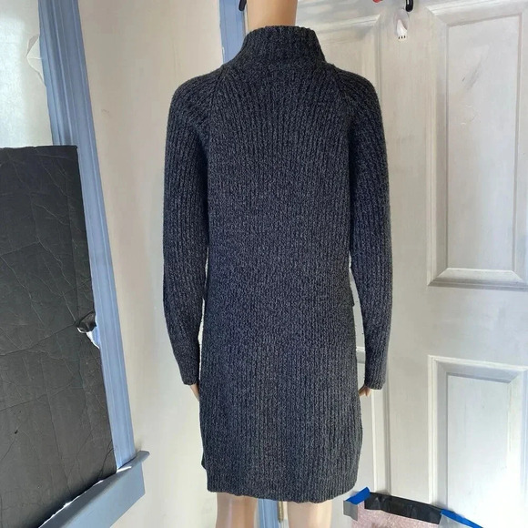 Knit Cardigan Sweater Dress Gray Whimsigoth Full Zip Side Belt Accent Lady M-L - Picture 6 of 10